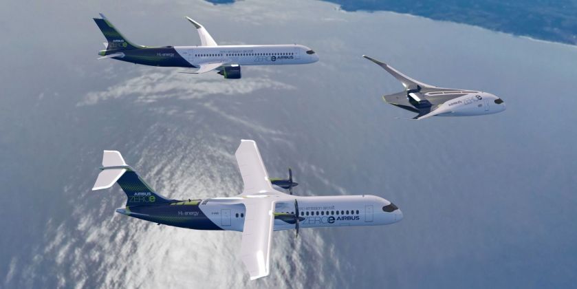 airbus ZEROe concept - τρία αεροσκάφη με μηδενικές εκπομπές υδρογόνου